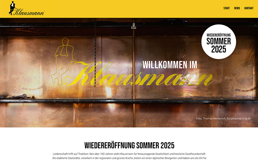 Designtanke - Webagentur Köln - Referenzen Webdesign - Gaststätte Klausmann