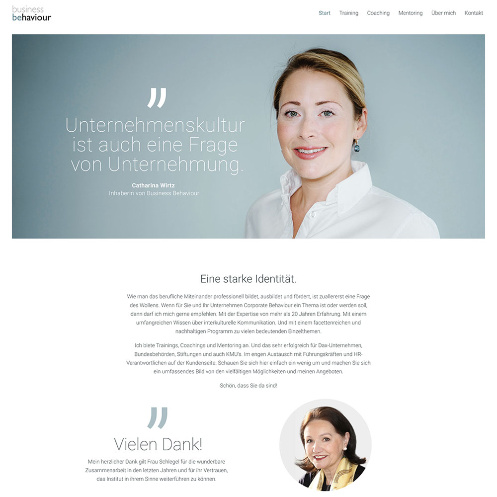 Designtanke Websites Köln | Referenzen | Coaching | Business Behaviour Catharina Wirtz