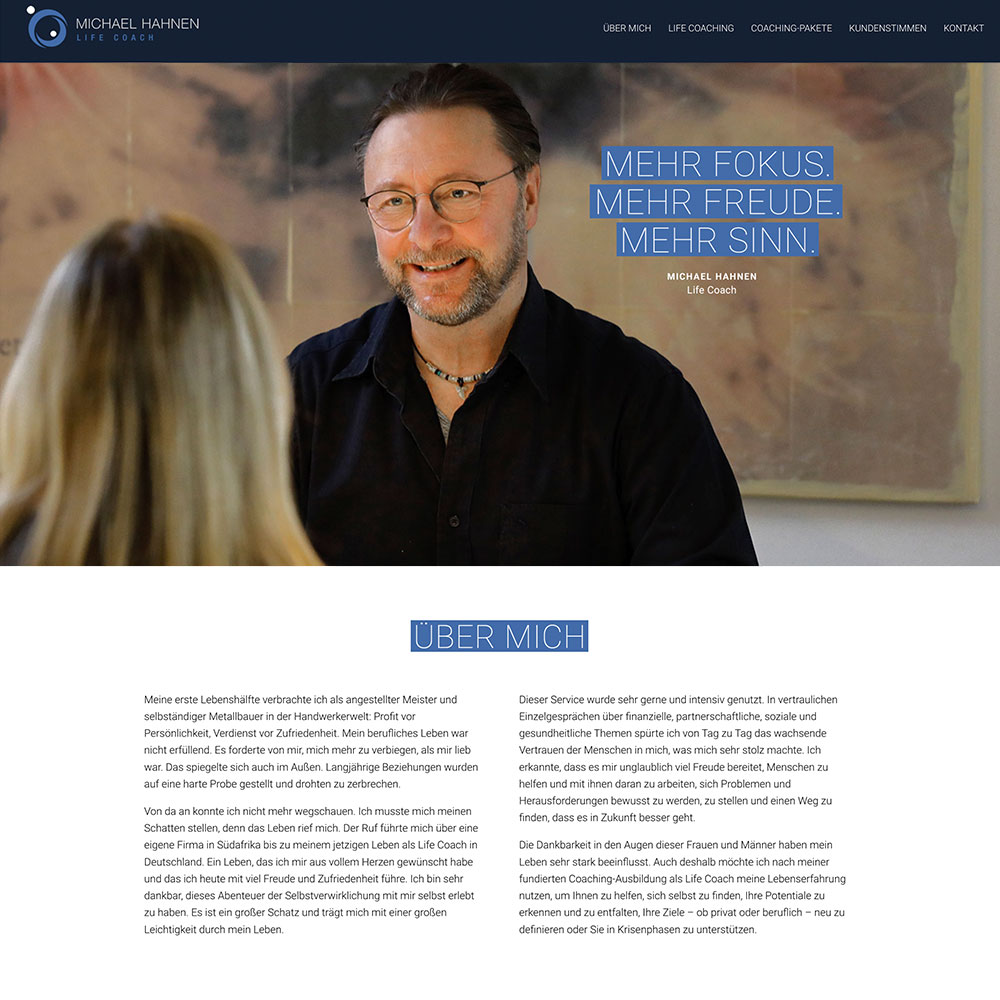 Designtanke Websites Köln | Referenzen | Coaching | Life Coach Michael Hahnen